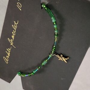 Anklet 10" Angel Charm Green And Brassy